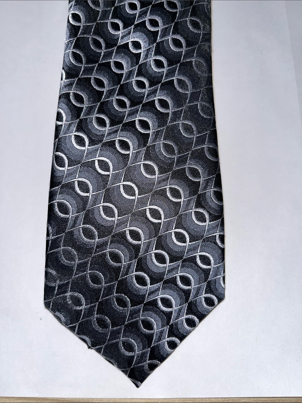Classic Black Geometric Silk Tie - Men Accessories